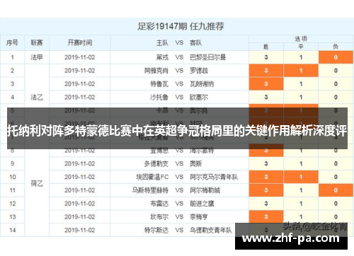 托纳利对阵多特蒙德比赛中在英超争冠格局里的关键作用解析深度评 托纳利对阵多特蒙德比赛中在英超争冠格局里的关键作用解析深度评